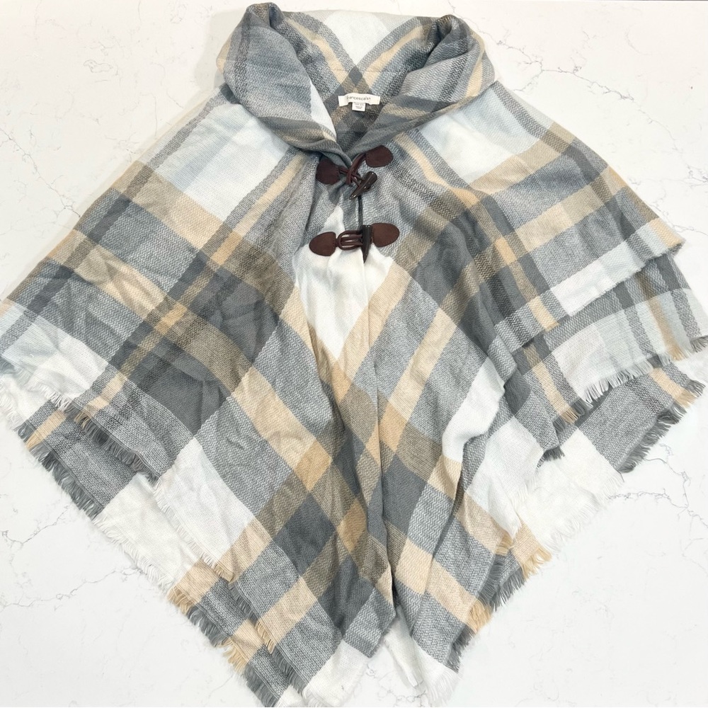Francesca’s Plaid Toggle Poncho